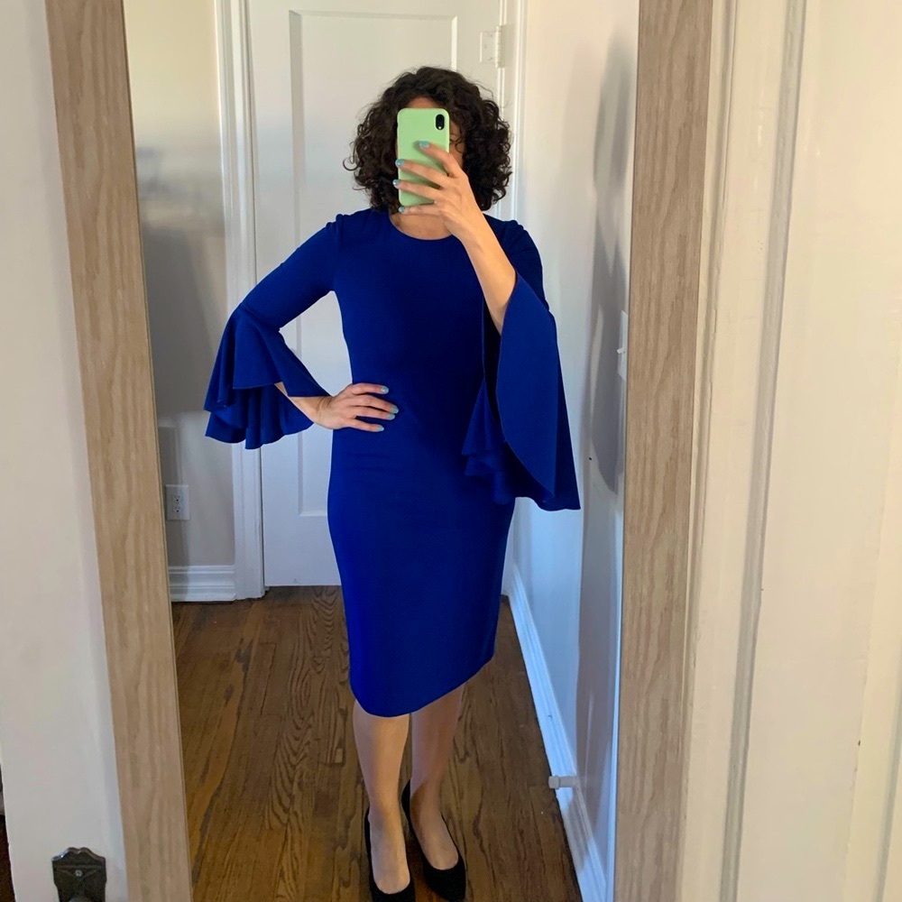 EUC Maggy London Long Bell Sleeve Sheath Dress LIKE NEW
